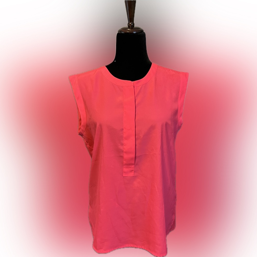 J. Crew Palm Frond Electric Pink Sleeveless Blouse size 8